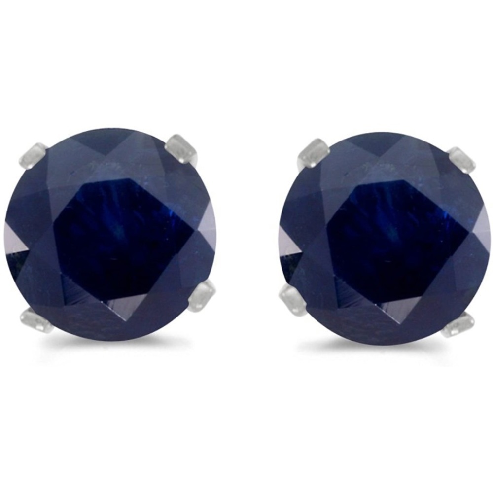 14k Natural Sapphire 1 Carat Solitaire Earrings